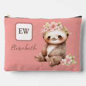 Schattigee luiaard Voeg initialen naam roze Etui (Voorkant)