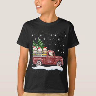 Schattigee luiaards met rode truck grappig kerstca t-shirt