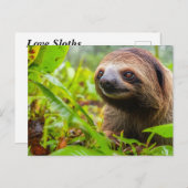 Schattigee luiaardsteun feestdagenkaart (Voorkant / Achterkant)