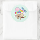 Schattigee luie luiaard met zon & regenboog dank u ronde sticker (Tas)