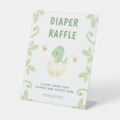 Schattigee luier Raffle Dinosaur Waterverf Baby sh Reclamebord Met Voetstuk (Voorkant)