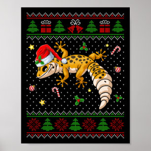 Schattigee luipaard gekko kerstmuts lelijke kerstt poster