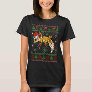Schattigee luipaard gekko kerstmuts lelijke kerstt t-shirt