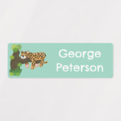 Schattigee luipaard slapen in Tree cartoon geperso Labels (Design 2)