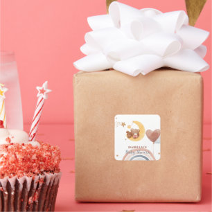 Schattigee Maan Beer Afro-Amerikaans kinder baby s Vierkante Sticker