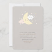 Schattigee maan en ster Baby shower uitnodiging (Voorkant)