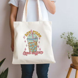 Schattigee maar Eerste Iced Coffee Quote Canvas ta Tote Bag