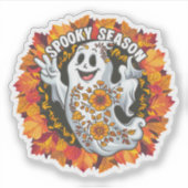 Schattigee maar enge Cartoon geest Sticker (Voorkant)