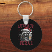 Schattigee maar verwilderde grappige wasbeer kerst sleutelhanger (Voorkant)