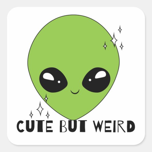 Schattigee maar vreemde alien vierkante sticker (Voorkant)
