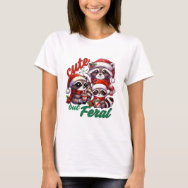 Schattigee maar wilde wasbeer kerst t-shirt