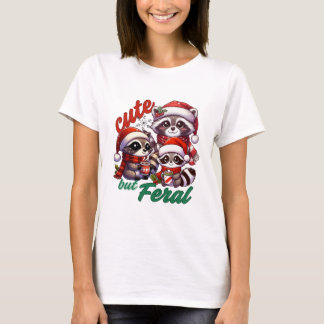 Schattigee maar wilde wasbeer kerst t-shirt