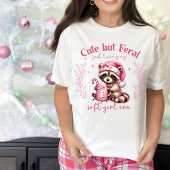 Schattigee maar wilde wasbeer meisje roze kerst Tri-Blend shirt