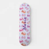 Schattigee macarons aangepaste naam skateboard (Voorkant)