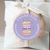 Schattigee macaroon banketbakker Dank u kleine bed Ronde Sticker
