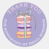 Schattigee macaroon banketbakker Dank u kleine bed Ronde Sticker (Voorkant)