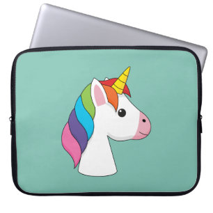 Schattigee Magische Eenhoorn met Kleurrijk Haar Laptop Sleeve