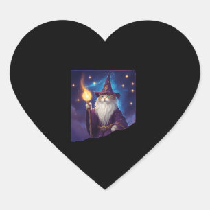 Schattigee magische kattentovenaar Purrfect Wizard Hart Sticker