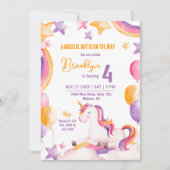 Schattigee magische moderne eenhoorn regenboog 4e kaart (Voorkant)