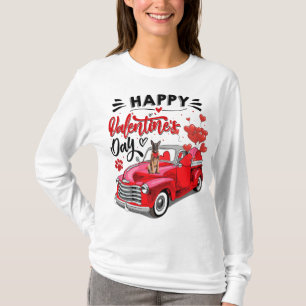Schattigee Malinois Dog Red Truck Happy Valentijns T-shirt