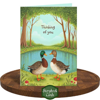 Schattigee Mallard Ducks Forest Pond Scene Vriends Kaart