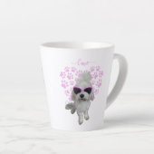 Schattigee Maltese hond met roze zonnebril en Paw  Latte Mok (Rechterhoek)