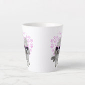Schattigee Maltese hond met roze zonnebril en Paw  Latte Mok (Voorkant)
