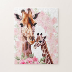 Schattigee mama & Baby giraffe Legpuzzel