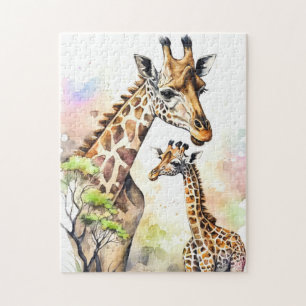 Schattigee mama & Baby giraffe Legpuzzel