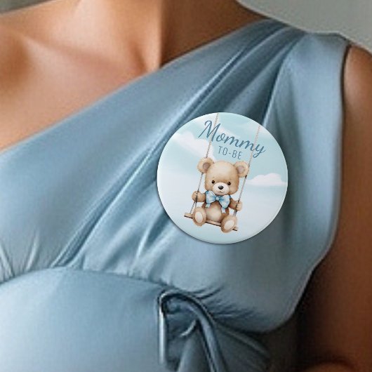 Schattigee mama om Teddy Bear Baby shower Button