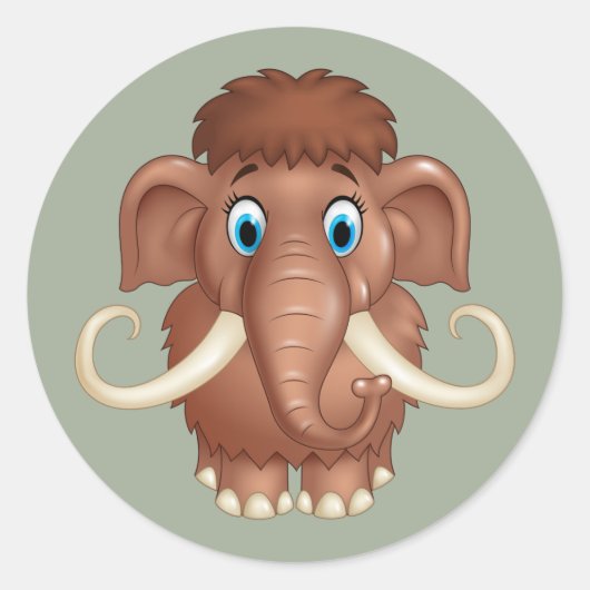 Schattigee Mammoth cartoon Ronde Sticker (Voorkant)