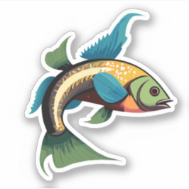 Schattigee man bèta vis Cartoon karakter Sticker