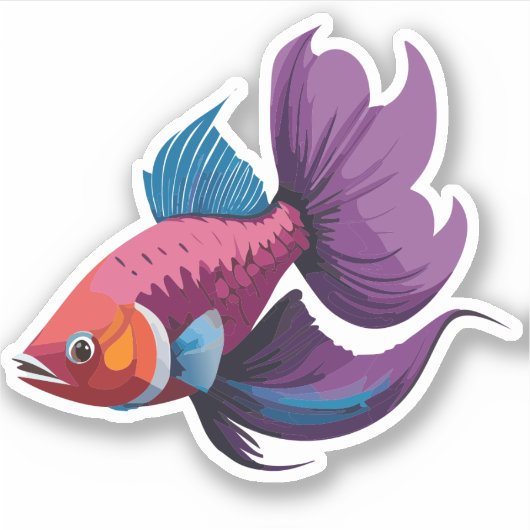 Schattigee man bèta vis Cartoon karakter Sticker (Voorkant)