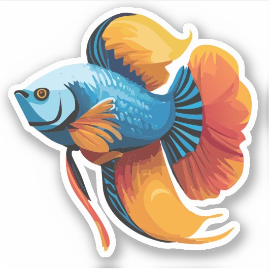 Schattigee man bèta vis Cartoon karakter Sticker (Voorkant)