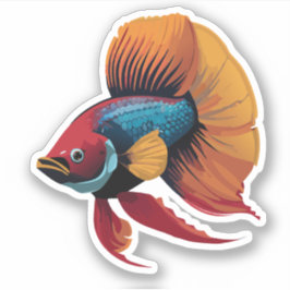 Schattigee man bèta vis Cartoon karakter Sticker