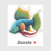 Schattigee man bèta vis Cartoon karakter Sticker (Vel)