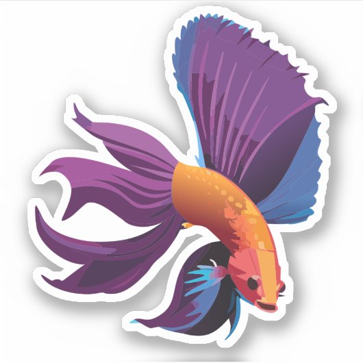 Schattigee man bèta vis Cartoon karakter Sticker (Voorkant)