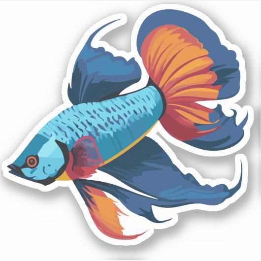 Schattigee man bèta vis Cartoon karakter Sticker (Voorkant)