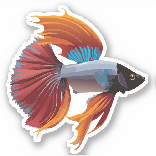 Schattigee man bèta vis Cartoon karakter Sticker (Voorkant)