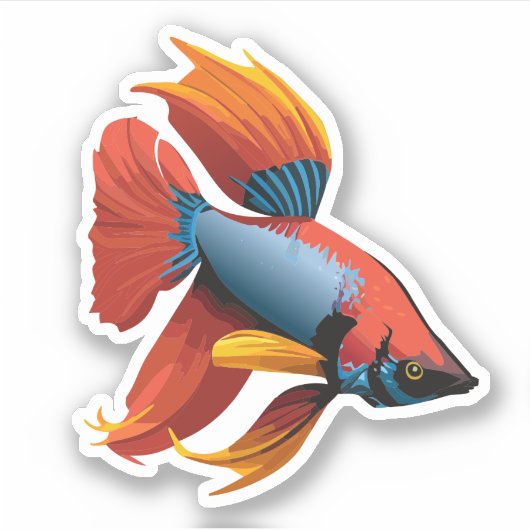 Schattigee man bèta vis Cartoon karakter Sticker (Voorkant)