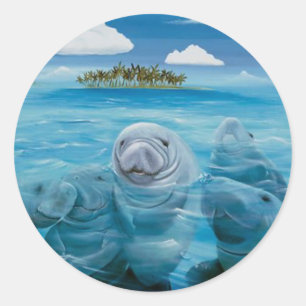 Schattigee Manatee Glossy Stickers Rond