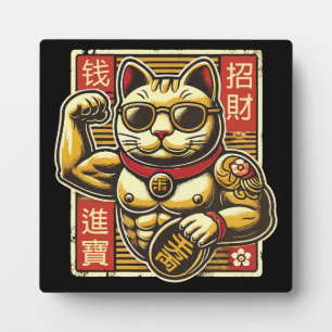 Schattigee Maneki Neko Lucky Cat, Succes Geld Fotoplaat