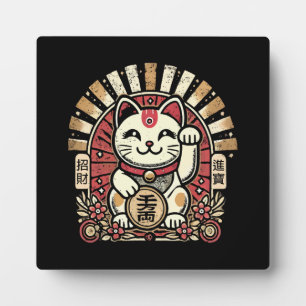 Schattigee Maneki Neko Lucky Cat, Succes Geld Fotoplaat