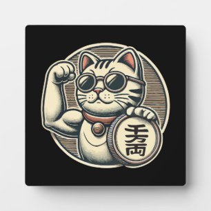Schattigee Maneki Neko Lucky Cat, Succes Geld Fotoplaat