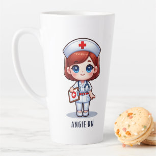 Schattigee Manga Nurse Redhead Blue Eyes Custom Latte Mok