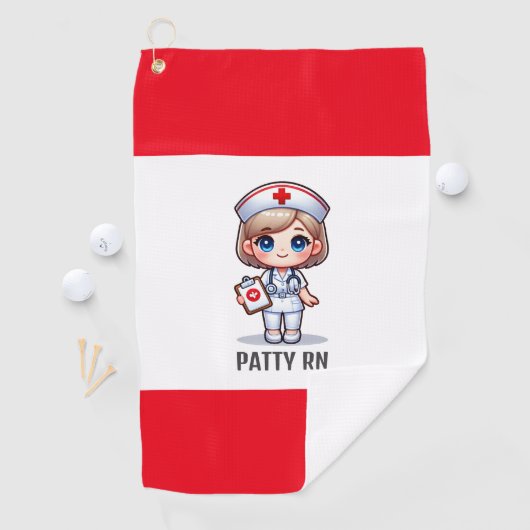 Schattigee Manga Verpleegster met Blond Haar Blauw Golfhanddoek (Insitu)