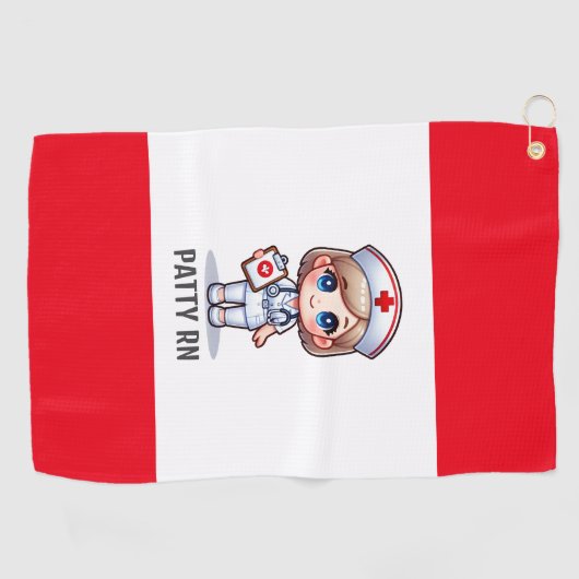 Schattigee Manga Verpleegster met Blond Haar Blauw Golfhanddoek (Horizontaal)