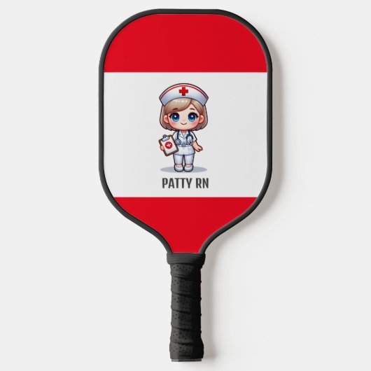 Schattigee Manga Verpleegster met Blond Haar Blauw Pickleball Paddle (Voorkant)