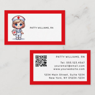 Schattigee Manga Verpleegster met Blond Haar QR Co Visitekaartje