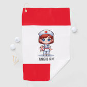 Schattigee Manga Verpleegster met Rood Haar Blauwe Golfhanddoek (Insitu)